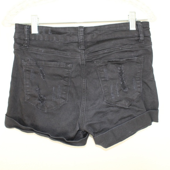 Kancan Woman’s High Rise Stretchy Black Distressed Jean Shorts - Size W9 - Picture 2 of 10